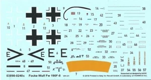 FOCKE-WULF FW 190F-8 190 F 1/72 DECALS DA KIT REVELL mm 106x68 ca. - Picture 1 of 1