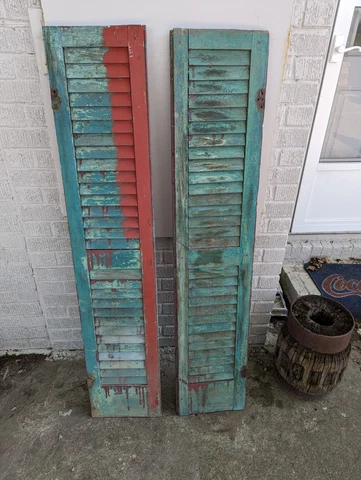 Vintage Set Old Wood Shutters distressed art deco craft painting supply media Cover