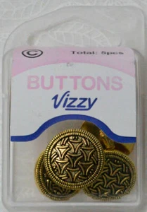 Vizzy Metal Jacket Swirl Buttons, (Style 28), Shanked, Pack of 5, 18mm GOLD TONE - Picture 1 of 1