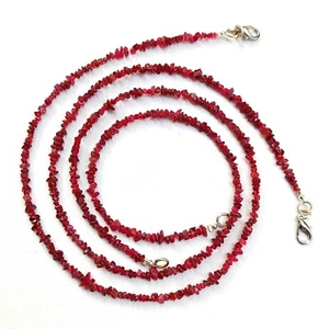 Collar de 17,5" con cuentas lisas de astillas de espinela roja natural de tamaño de 3,5 mm - Imagen 1 de 5