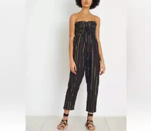 Apiece Apart Womens Black Metallic Striped Strapless Gipsea Jumpsuit Sz 2 - Picture 1 of 8