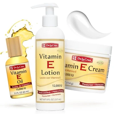 De La Cruz - Vitamin E Cream, Lotion and Oil Bundle - Moisturizer / 3 ITEMS !! - Image 1 of 4
