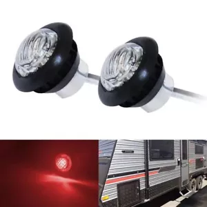2PCS 12V LED Marker Lights LED Bullet Amber/Red RV Truck Trailer Round Side Lamp - Foto 1 di 13