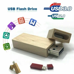 USB Memory Stick 2.0/3.0 64GB 32GB 16GB 8GB Bamboo Wooden Flash Drive Pendrive - Afbeelding 1 van 18