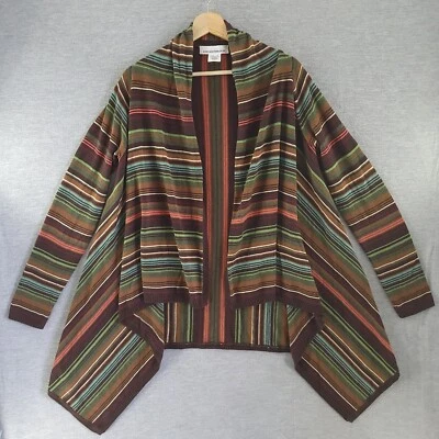 Jones New York Sweater Womens Small Brown Striped Cardigan Open Wool Blend S - Image 1 of 4