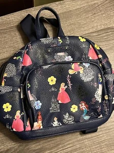 Disney Princesses Mini Backpack Navy Ariel Mulan Aurora Moana Cinderella - Picture 1 of 6