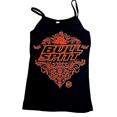 Camiseta sin mangas Bella para mujer con correa de espagueti negra naranja algodón Bull Spitt talla L nueva Foto 1 de 4