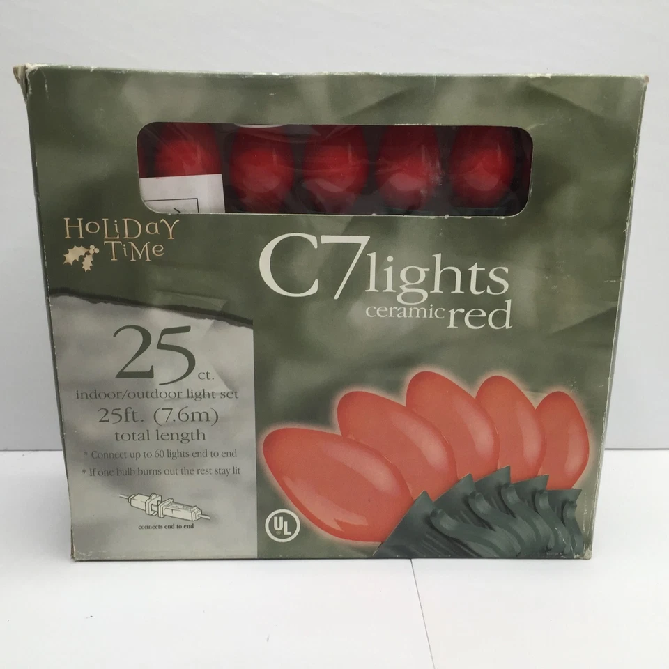 Holiday Time C7 Ceramic Red String Lights 25 Ct. Indoor Outdoor 25Ft. 125Watts - Image 1 of 4