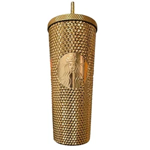 Starbucks 24 Oz Gold Studded Tumbler With Straw 2021 Limited Edition NWT - Picture 1 of 8