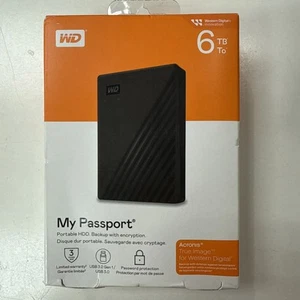 WD 6TB My Passport Portable External Hard Drive HDD-WDBR9S0060BBK-WESN - Picture 1 of 2