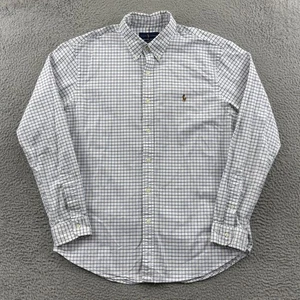 Polo Ralph Lauren Shirt Mens XL Blue Check Stretch Oxford Slim Fit Long Sleeve - Picture 1 of 11
