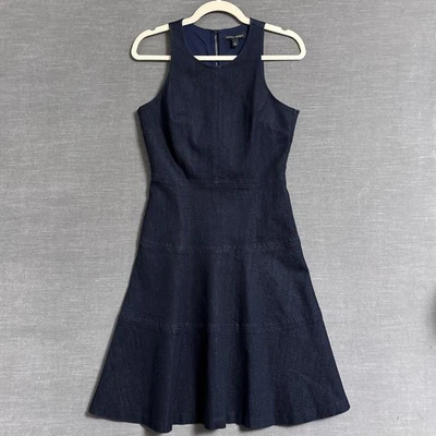 Banana Republic Dress 4 Blue Sleeveless Stretch Denim Classic Office Modern - Image 1 of 4