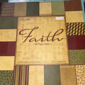 New Faith 80 Paper Pack Pad The Paper Studio 12" x 12" Scrapbook Junk Journaling - Picture 1 of 6