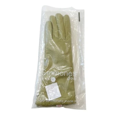 Guantes forrados de cachemir de cuero para niños Sermoneta, longitud media, verde, 7, nuevos con etiquetas Foto 1 de 4