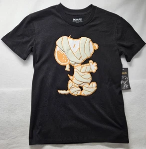 Peanuts Womens Black Snoopy Mummy Themed Halloween T-Shirt Size XXS/New - Picture 1 of 10