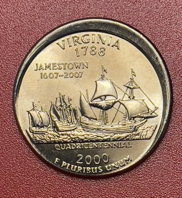 2000 P Virginia, State Quarter Error, Struck Out of Collar, Gem Uncirculated. - Image 1 of 3