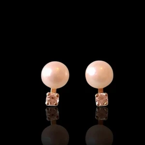 Ohrstecker 14 Karat Gold Zuchtperlen & Diamanten 1,3 g kein Schrott - Bild 1 von 7