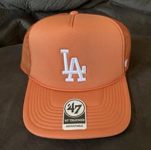 Los Angeles Dodgers LA ‘47 Brand Rope Trucker Orange Snapback Adjustable Cap Hat - Picture 1 of 5