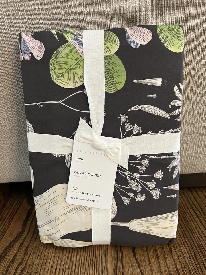 Funda nórdica reversible floral Pottery Barn Poppy negra doble nueva con etiquetas Foto 1 de 4