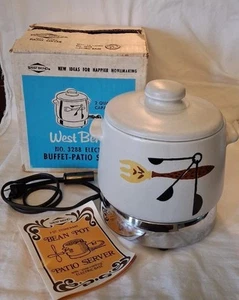 Vintage West Bend 2 Quart Stoneware Bean Pot Slow Cooker with Box #3288 - Picture 1 of 13