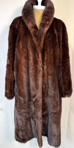 Vintage Soft Luxurious Dark Brown Mink Fur Coat Long Jacket Sz L Made in USA - Picture 1 of 21