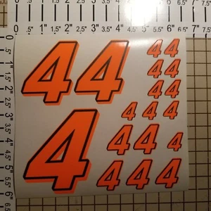Orange Fluorescent #4's Racing Numbers Vinyl Decal Sheet 1/10-1/12 Slot Car-derb - Picture 1 of 11
