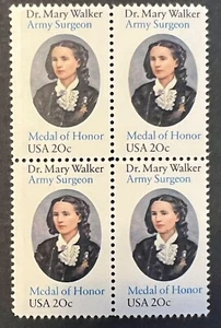 Scott#: 2013 - Dr. Mary Walker 20¢ 1982 Block of Four MNHOG - Picture 1 of 1