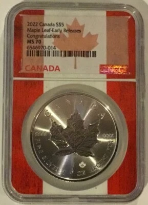 2022 Congratulations Set Silver Maple Leaf MS70 NGC Flag Core! - Image 1 of 4