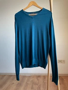 Maglione Z Zegna seta/cotone scollo a V verde smeraldo taglia XL - Foto 1 di 10