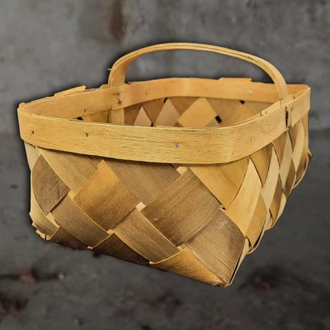 Split Wood Gathering Handle Basket Primitive Apple Harvest Storage 15 Inch Decor Cover