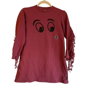 Loud Apparel Time to Go Maroon A-Line Dress Girls Size 12 Organic Cotton - Picture 1 of 12