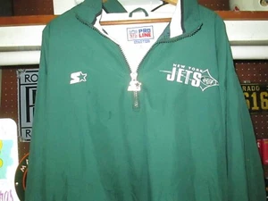1990s Vtg Rare NEW YORK JETS Starter Pro Line Pullover 1/4 Zip Jacket jersey XL - Picture 1 of 8