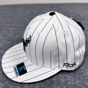 Reebok Miami Heat Fitted Hat Size 7 1/4 White w/ Black Pinstripe Satin lined NBA - Picture 1 of 7