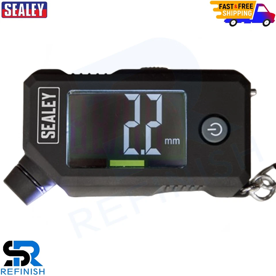 Sealey Digital Tyre Pressure & Tread Depth Gauge with LED Display - TSTPG12 - Image 1 of 1