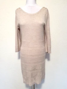 The Collection Debenhams Beige Knit Dress Stretch Bodycon Preloved Size - UK 10 - Picture 1 of 12
