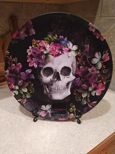 CHRISTIAN SIRIANO SKULL FLORAL PLATTER HALLOWEEN 15" MELAMINE SERVING TRAY LOOK - Picture 1 of 6