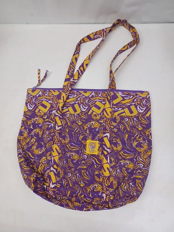 LSU Louisiana State University Tigers Quilted Tote Beach Bag 16.5"x13 Cover