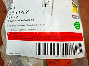 80781 Viega ProPress 316 Stainless Smart Connect 3"x 3"x 1-1/2" Reducing Tee NEW - Picture 1 of 8