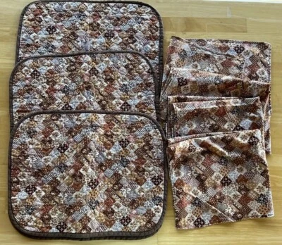 Country Farmhouse Placemats Napkins Set 4 Handmade Brown Cottage Granny Core - Image 1 of 4