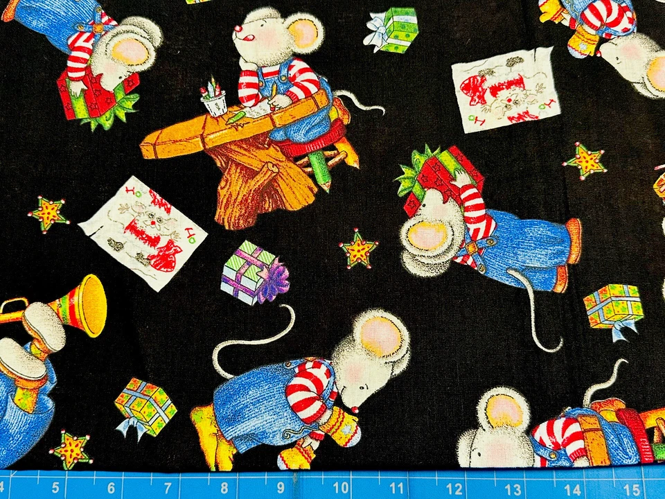 Tina CHATARRA 9"x21" Ratón Lindo Día de Navidad Niños Regalo Juguete Estrella Tela de Algodón Foto 1 de 1