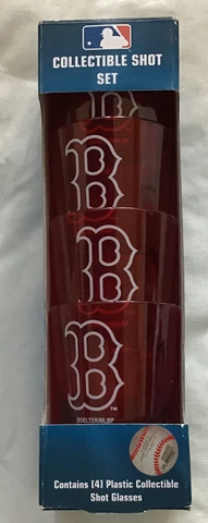 MLB BOSTON RED SOX 2oz SHOT GLASS SET (4 PLASTIC CUPS) NEW IN PACKAGE Cover