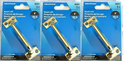 (3) Sash Lift 4" for Windows/Cabinets/Drawers/Doors Brass Finish HILLMAN 852911 - Image 1 of 3
