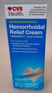CVS Maximum Strength Hemorrhoidal Relief Cream With One 1.06oz Tube Exp 7/25