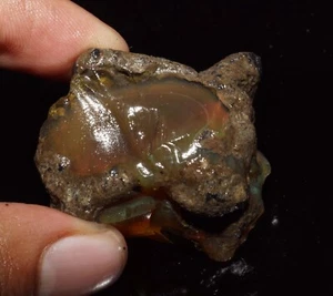 Certified 125  Ct Natural Ethiopian Black Opal Welo Fire Rough Loose Gemstone - Picture 1 of 7
