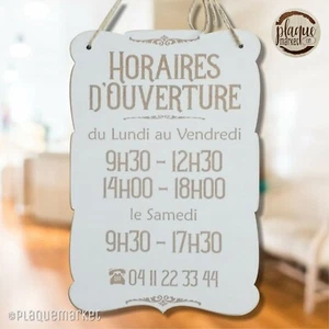 HORAIRES D'OUVERTURE Plaque Personnalisée Fenêtre Magasin Bois OUVERT FERMÉ - Picture 1 of 5