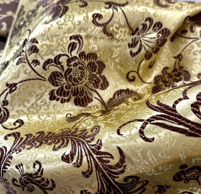 Восточная золотистая/коричневая парча атлас/шелк 2 ярда ширина 34 дюйма - Изображение 1 из 4