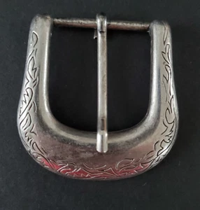 Western Engraved Silver Metal Buckle 2 1/4" X 2 1/4" Vine Leaf Engraving - Picture 1 of 3