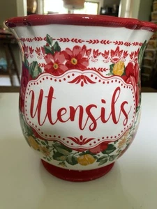 Pionierin Frau Utensilien Halter Steinkleidung Vintage Blumenmuster 7,5" hoch - Bild 1 von 10