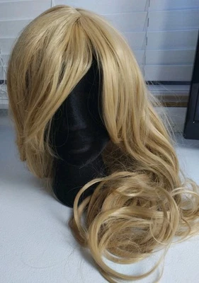 Peluca sintética larga rubia monofilamento correas ajustables Foto 1 de 4