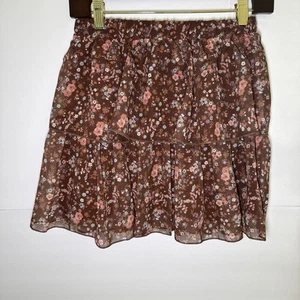 NUEVO CON ETIQUETAS Falda Floral Luna y Estrellas En Capas Marrón Niñas Talla Grande - Imagen 1 de 5